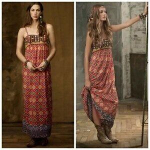 Ralph Lauren IKAT Boho Tribal Sari Embroidered Maxi Party Dress India Festival
